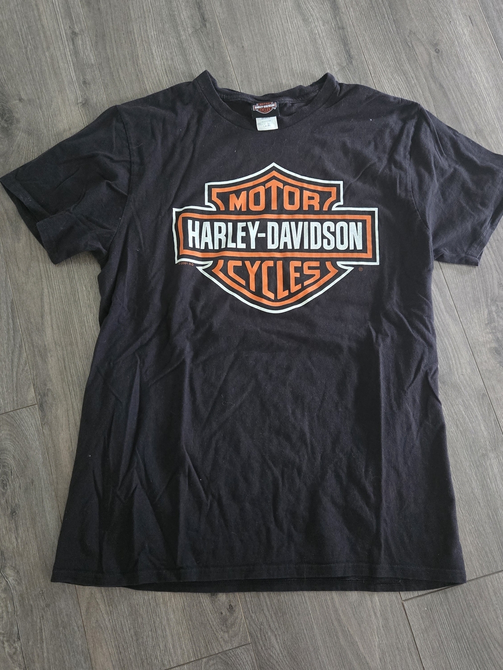 Harley Davidson Size Large Mann's Freedom Machines Columbus Indiana Black Tshirt